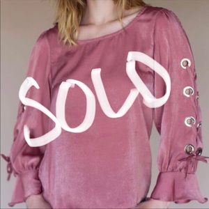 Lulumari Dusty Rose silk open shoulder top